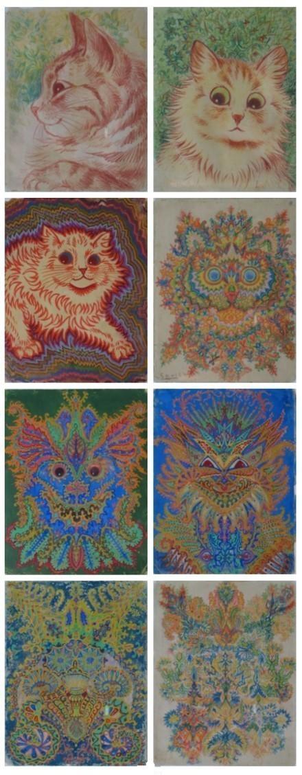 英国画家Louis Wain(以画 猫 著称)从正常状态到患上精神分裂症期间不同时期的作品.jpeg