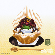 锦木千束特制优雅百汇（隐藏菜单） 定价：1200日圆 栗金糖、黑糖、小豆、软糖、抹茶冰淇淋、白玉……多么华丽的优雅百汇 （根据工作人员的心情也许会更加华丽！？）