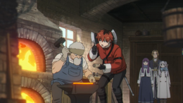 芙莉莲一行人将信件送给纳盖尔（左一）